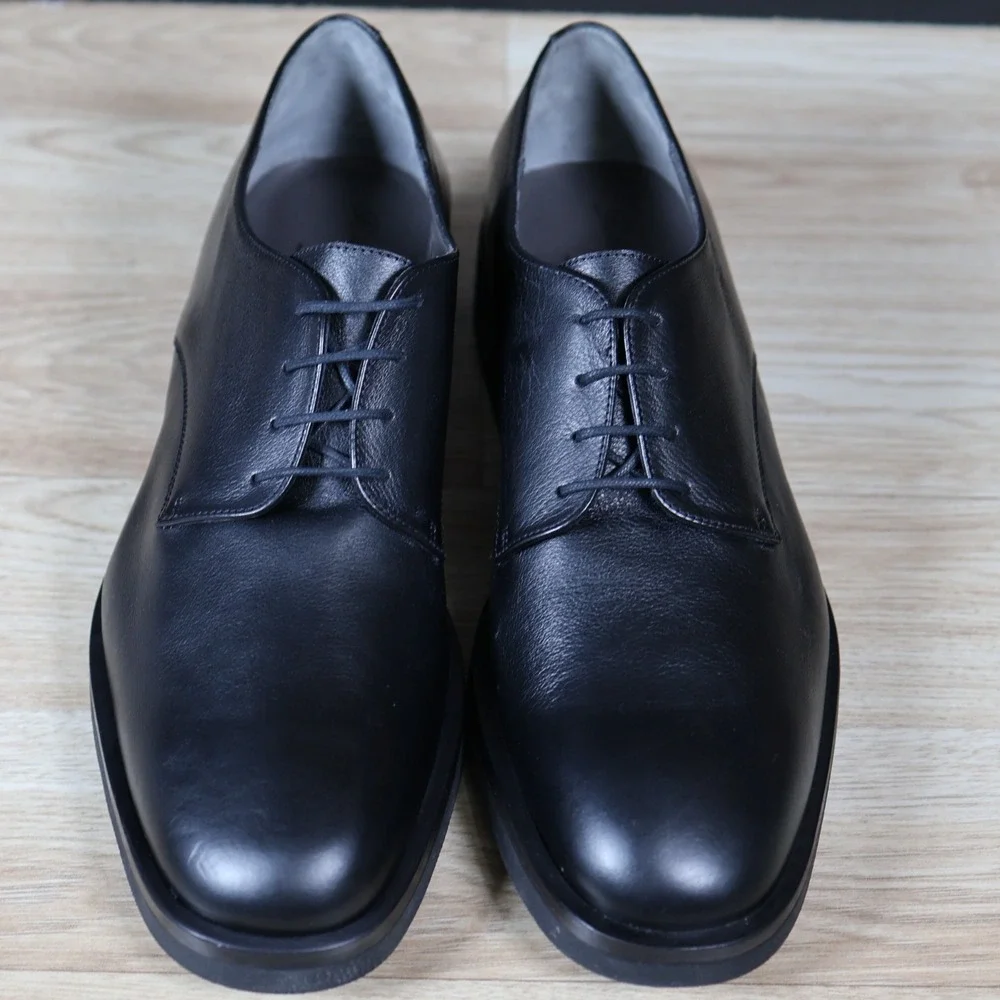 Robert Clergerie Shoes Men 11.5 Black Gian Leather Derby Designer Made in France